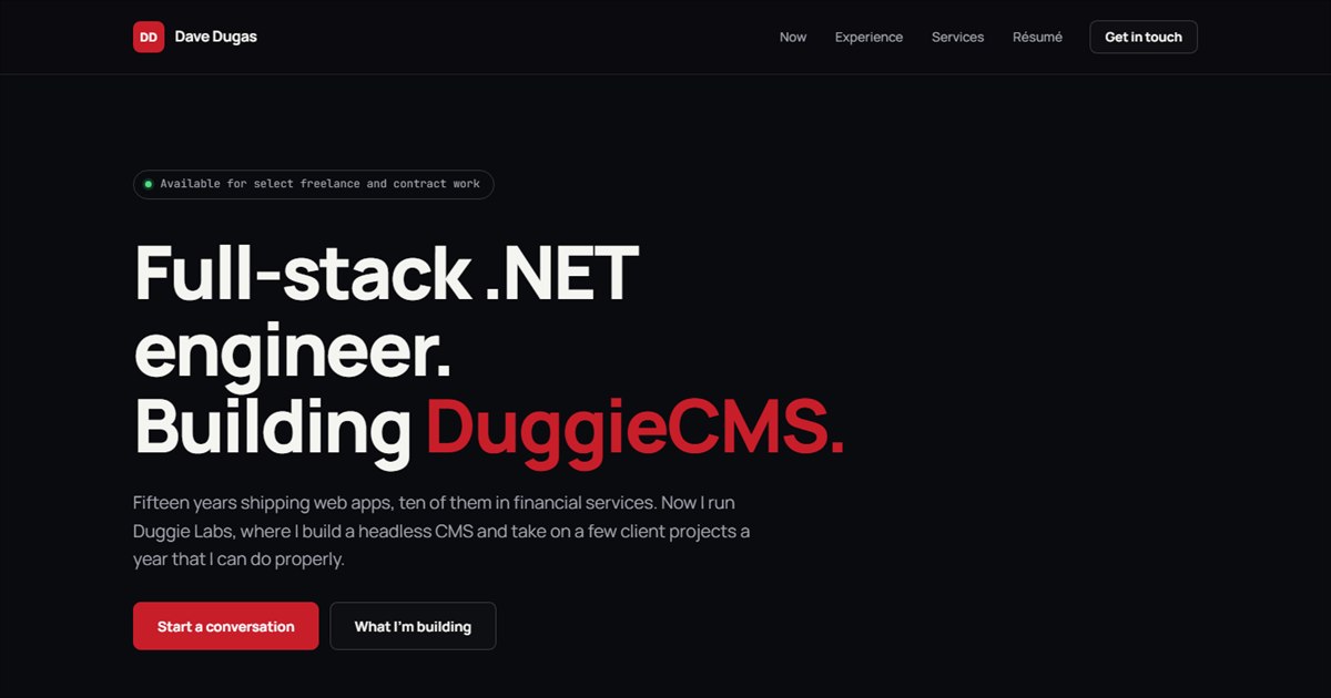 Professional Full stack .NET Web developer and Engineer | David Dave Dugas